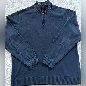 Goodthreads Men's Soft Cotton Quarter-Zip Sweater (XXL; Navy Blue)
